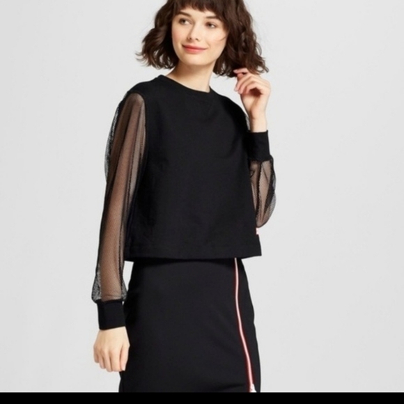 Hunter for Target Mesh Sleeve Crop Top sz M - Picture 1 of 8